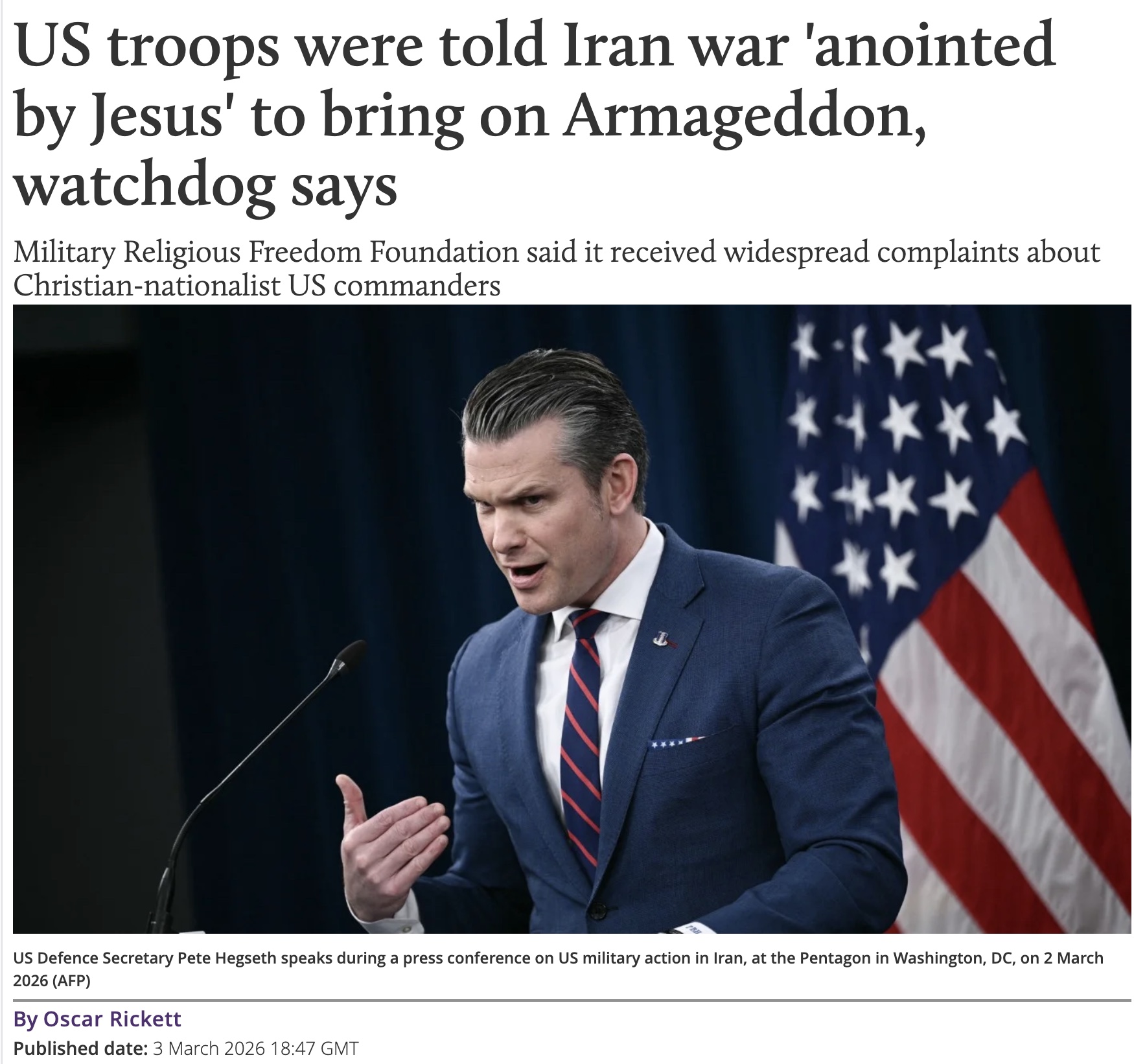 US troops were told Iran war anointed by Jesus